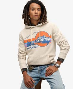 Superdry Mannen Outdoor Gestreepte Hoodie met Afbeelding Grijs