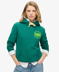 Superdry Vrouwen Hoodie met Geborduurd Logo in Neonkleur Groen