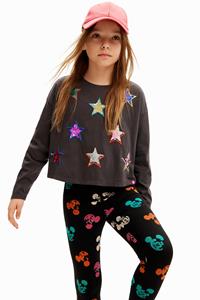 Desigual Lange mouwen T-shirt met sterren - BLACK