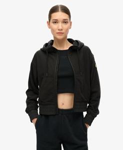 Superdry Vrouwen Sport Tech Grid Fleece Ritshoodie Zwart