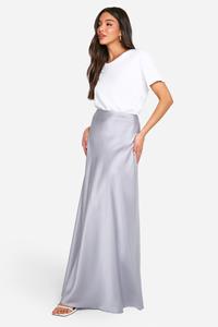 Boohoo Satin Slip Maxi Skirt, Grey Blue