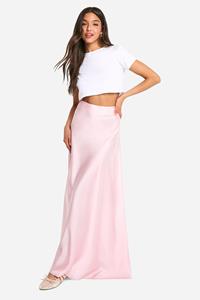 Boohoo Satin Slip Maxi Skirt, Baby Pink