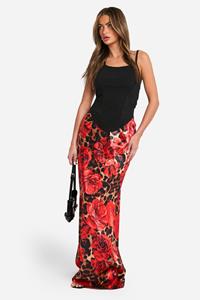 Boohoo Satijnen Schuine Luipaardprint Bloemen Maxi Rok, Leopard