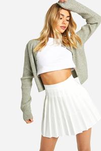 Boohoo Pleated Tennis Mini Skirt, White