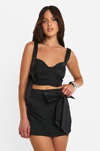 Boohoo Mini Rokje Met Strik, Black