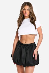 Boohoo Geweven Mini Rokje Met Pofmouwen, Black