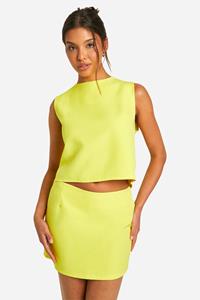 Boohoo Geweven Mini Rokje, Lemon