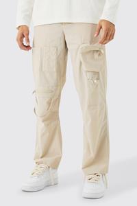 Boohoo Baggy Cargo Broek Met Zakken En Tailleband, Stone