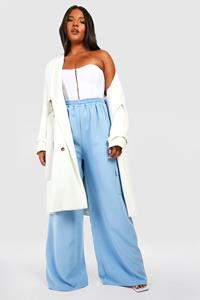 Boohoo Plus Geweven Cargo Broek Met Zak Detail En Elastische Taille, Baby Blue