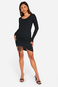 Boohoo Geplooide Mini Jurk Met Textuur, Black