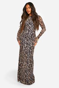 Boohoo Leopard Print Ruched Maxi Dress, Leopard