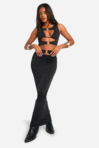 Boohoo Strakke Festival Top Met O-Ring En Uitsnijding, Black