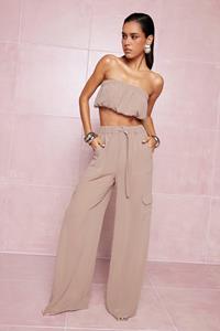 Boohoo Sheer Belted Woven Cargos, Mauve