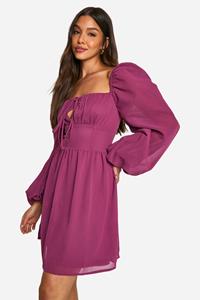 Boohoo Mini Melkmeisjes Jurk Met Geplooide Buste, Purple