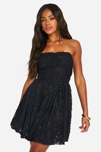 Boohoo Geplooide Strapless Mini Jurk, Black