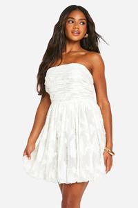 Boohoo Geplooide Strapless Mini Jurk, White