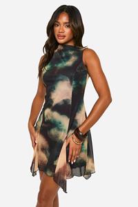 Boohoo Abstract Godet Hem Mini Dress, Multi