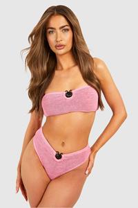 Boohoo Gekreukeld Soft-Shell High Waist Bikini Broekje, Dusty Rose