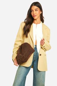 Boohoo Single Breasted Relaxed Fit Tailored Blazer, Butter