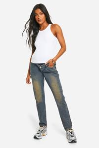 Boohoo Maternity Basic High Waisted Mom Jeans, Vintage Wash