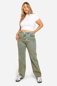 Boohoo Plus Basic High Waist Jeans Met Rechte Pijpen, Sand