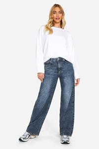 Boohoo Basic High Waist Super Wide Leg Jeans, Vintage Blue