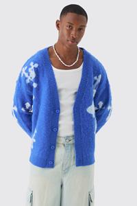 Boohoo Oversized Geborstelde Gebreide Boxy Cardigan, Cobalt