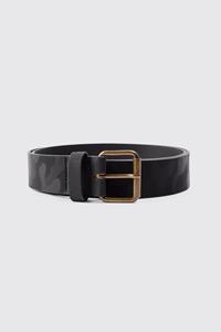 Boohoo Pu Camo Belt In Grey, Grey