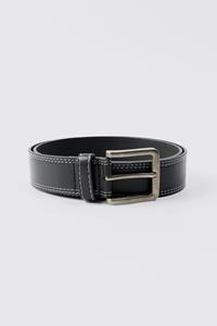 Boohoo Contrast Stitch Belt, Black