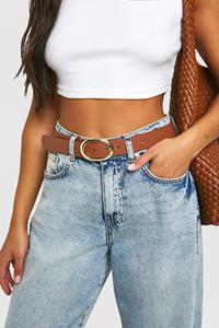 Boohoo Round Buckle Detail Belt, Tan