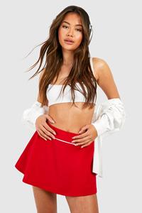 Boohoo Zwart Mini Tennis Rokje Met Contrasterende Naden, Red