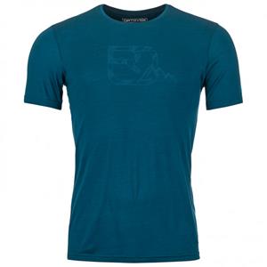 Ortovox  120 Cool Tec Mountain Logo T-Shirt - Merinoshirt, blauw