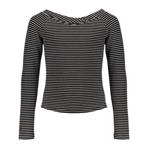 Frankie & Liberty Meisjes sweat shirt - Puck - Stripes Off White Black