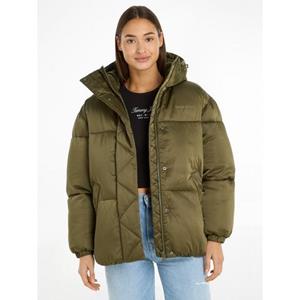 TOMMY JEANS Gewatteerde jas TJW OVR SATIN PUFFER met -merklabel