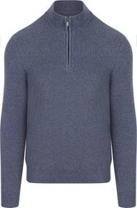 Suitable Half Zip Trui Wol Blend Donkerblauw