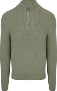 Suitable Half Zip Trui Wol Blend Groen