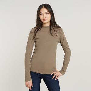 G-Star RAW Slim Rib Mock Top - Beige - Dames