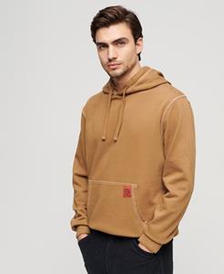 Superdry Mannen Relaxed Hoodie met Contrasterende Stiksels Bruin