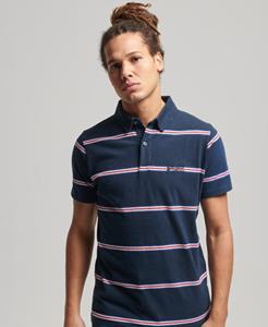 Superdry Male Gestreepte Academy Polo van Biologisch Katoen Blauw