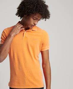 Superdry Male Vintage Gewassen Piqué Poloshirt van Biologisch Katoen Oranje