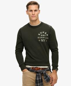 Superdry Mannen Surplus Sweatshirt met Ronde Hals en Print Zwart