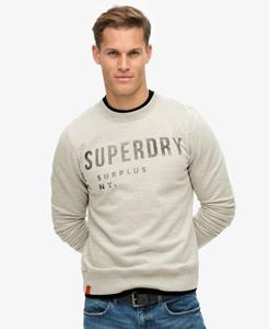 Superdry Mannen Surplus Sweatshirt met Ronde Hals en Print Grijs