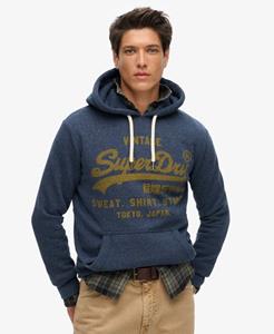 Superdry Mannen Hoodie met Classic Vintage-logo Blauw