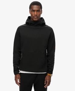 Superdry Mannen Tech Hoodie met Logo en Losse Pasvorm Zwart