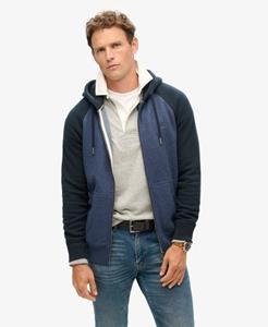 Superdry Mannen Essential Baseball-hoodie met Rits Blauw