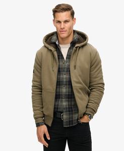 Superdry Mannen Hoodie met Rits en Borgvoering Bruin