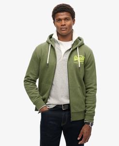 Superdry Mannen Hoodie met Neonprint en Vintage Logo Groen