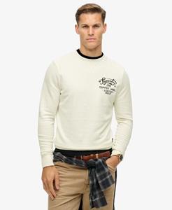 Superdry Mannen Copper Label Sweatshirt met Ronde Hals en Afbeelding Crème