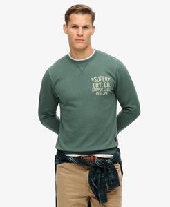 Superdry Mannen Copper Label Sweatshirt met Ronde Hals en Afbeelding Groen