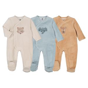 LA REDOUTE COLLECTIONS Set van 3 pyjama's 1-delig in fluweel, dierenmotief